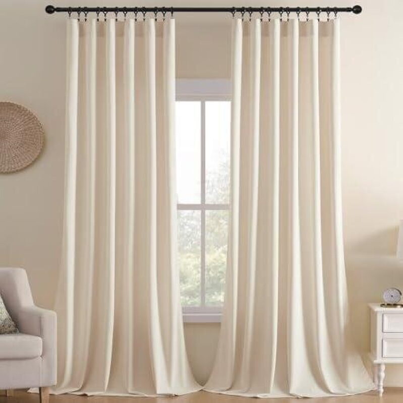 Ivory Velvet Blackout Curtains - Perfect for Bedroom & Living Room