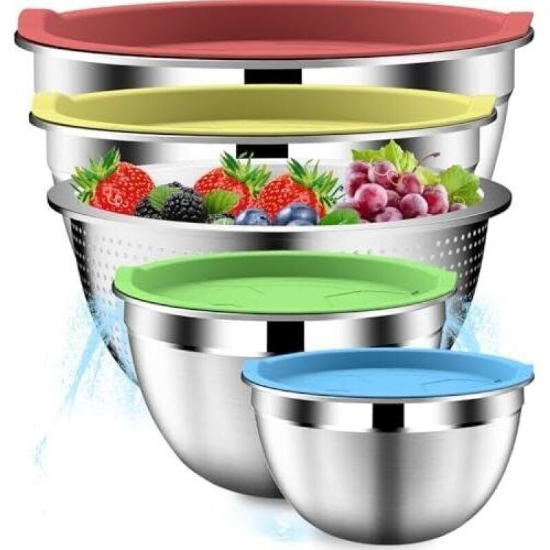 DUTZUN Mixing Bowls with Strainer - 42% OFF