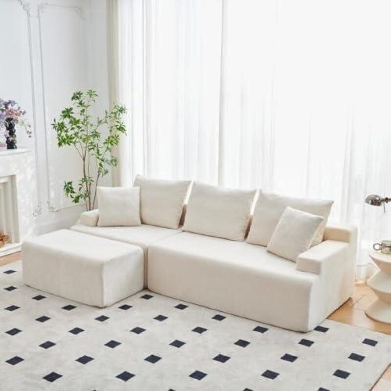 90.6 Inch No-Assembly L-Shaped Memory Foam Modular Sofa, 50% Off