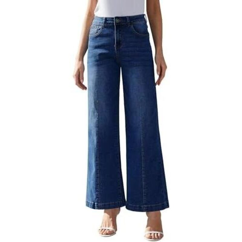 High-Waist Loose Fit Wide Leg Jeans - 50% Off