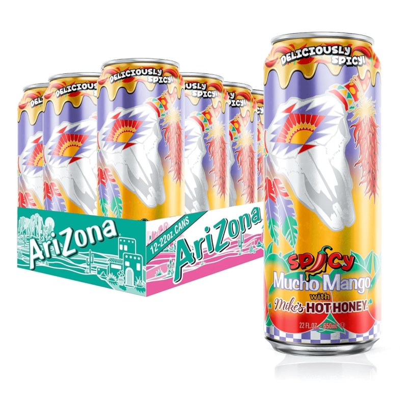 AriZona Mucho Mango Fruit Juice Drink w/ Mike's Hot Honey - 12pk