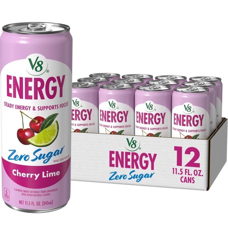 12-Pack V8 Energy Zero Sugar Cherry Lime 11.5oz Cans