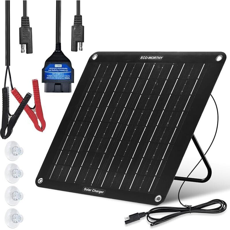 Eco-Worthy OBDII 10W Solar Battery Charger - Reliable and Eco-Friendly