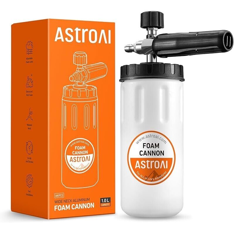 AstroAI Wide Neck Foam Cannon 1L w/1/4-in Quick Connector Plug