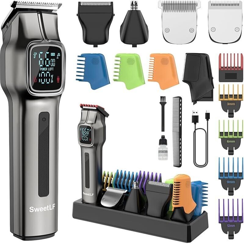 SweetLF 12-in-1 Professional Beard Trimmer Kit - Ultimate Grooming Solution