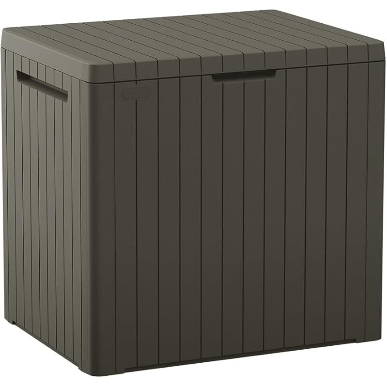 Keter City 30 Gallon Resin Outdoor Storage Box & Side Table - Perfect for Backyard Organization