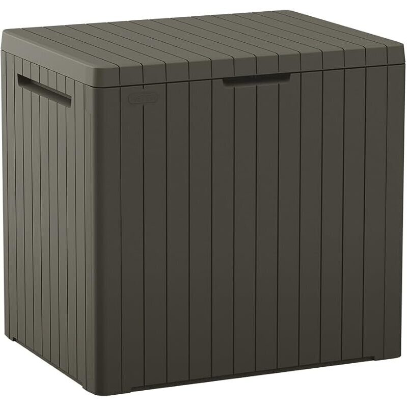 Keter City 30 Gallon Resin Outdoor Storage Box & Side Table - Perfect for Backyard Organization