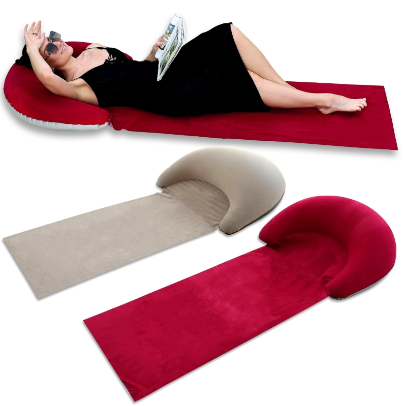 LONEEDY 2 Pack Beach Blanket with Inflatable Headrest - Perfect for Beach or Grass