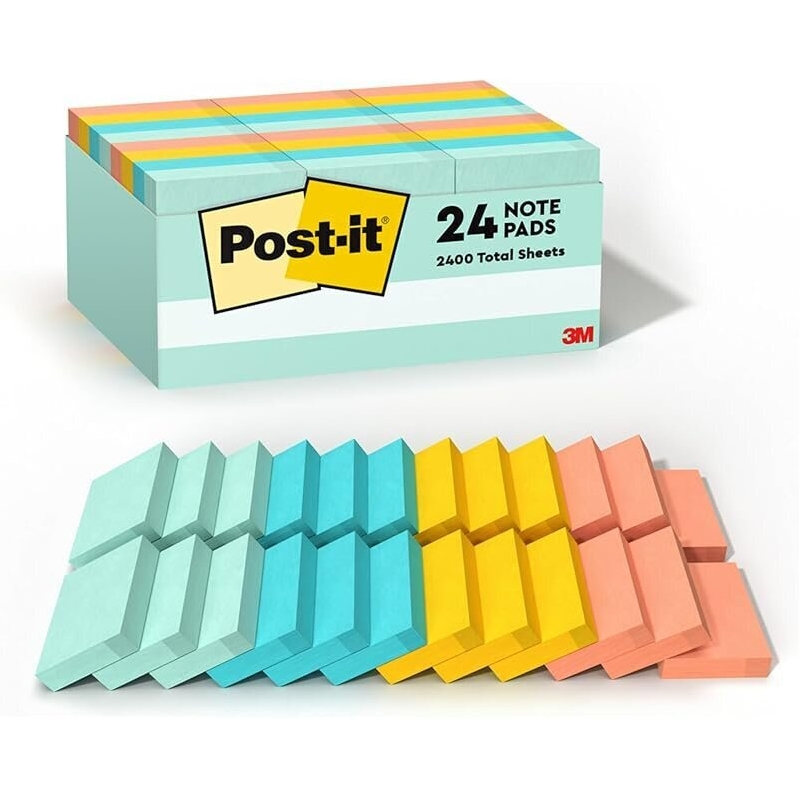 Post-it Notes: 24ct Pack - Multi-Color, 1-3/8 x 1-7/8, 2400 Sheets