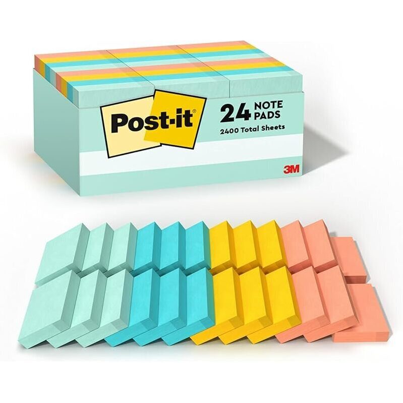 Post-it Notes: 24ct Pack - Multi-Color, 1-3/8 x 1-7/8, 2400 Sheets
