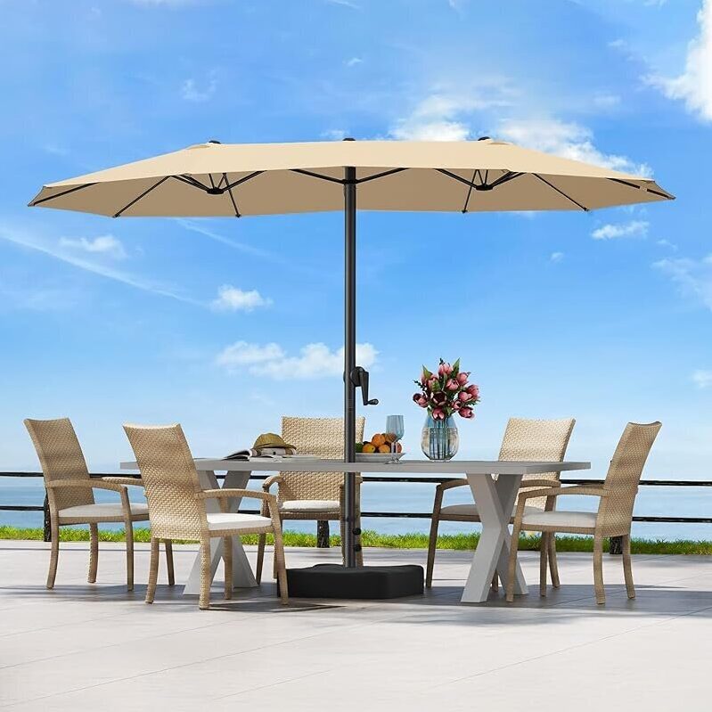 15ft Large Deck Patio Table Umbrella with Base - Perfect for Outdoor Dining