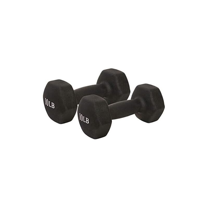 Durable Neoprene Coated Hex Dumbbell Set by Sunny Health & Fitness - 10lb Pair