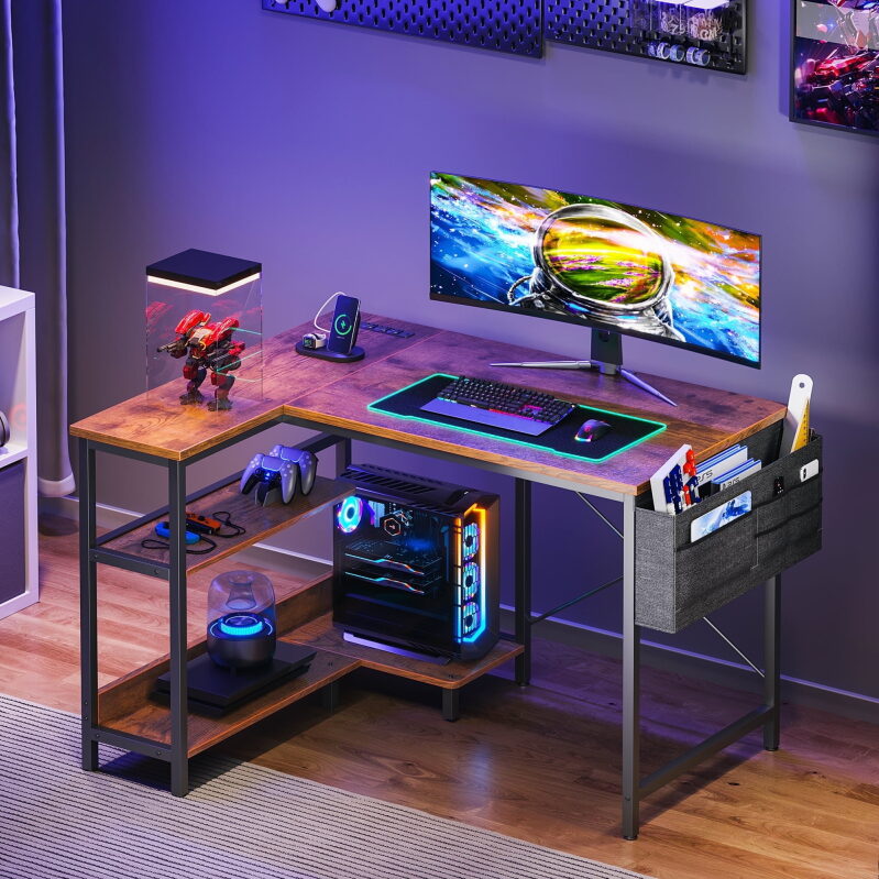 Casacomoda 40 Inch L Shaped Computer Desk with Power Outlet