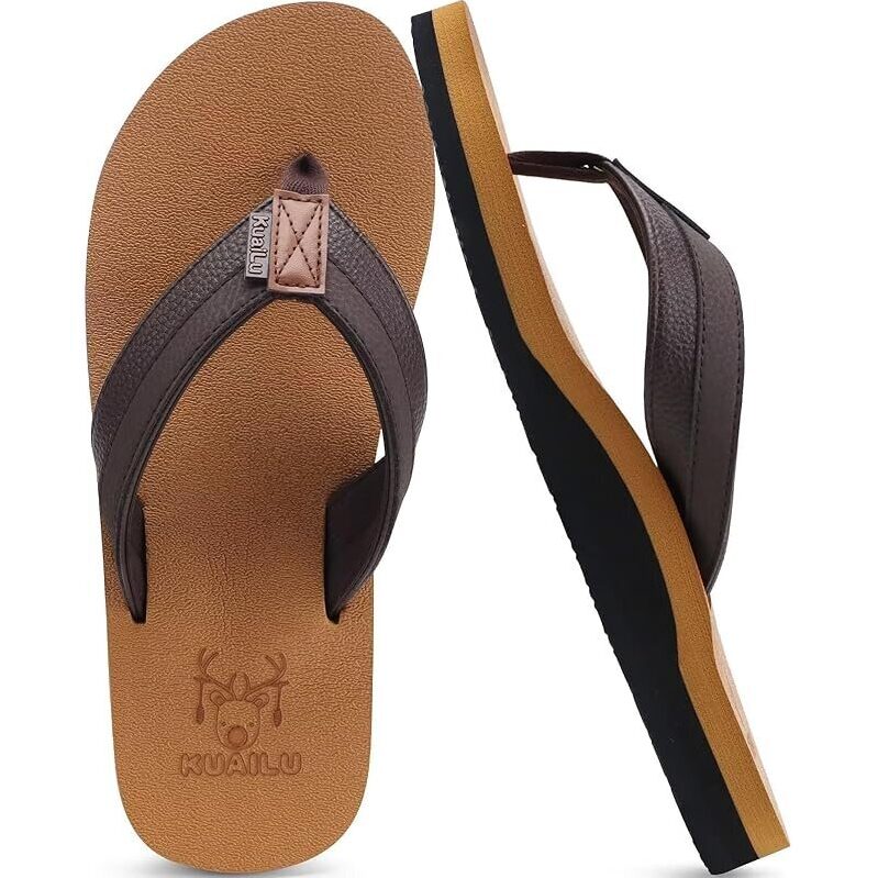Premium Leather Flip Flops for Men - Comfortable & Stylish