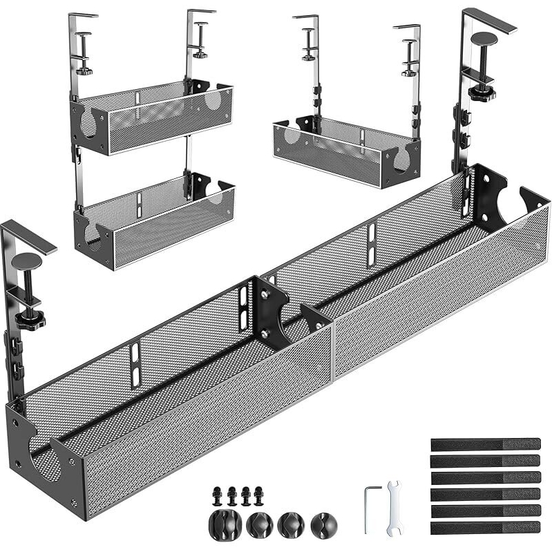 SEYHAKI Under Desk Cable Management 2-Pack - Ultimate Desk Organization