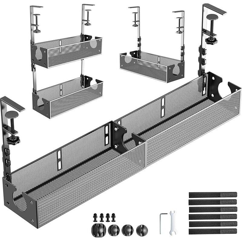 SEYHAKI Under Desk Cable Management 2-Pack - Ultimate Desk Organization