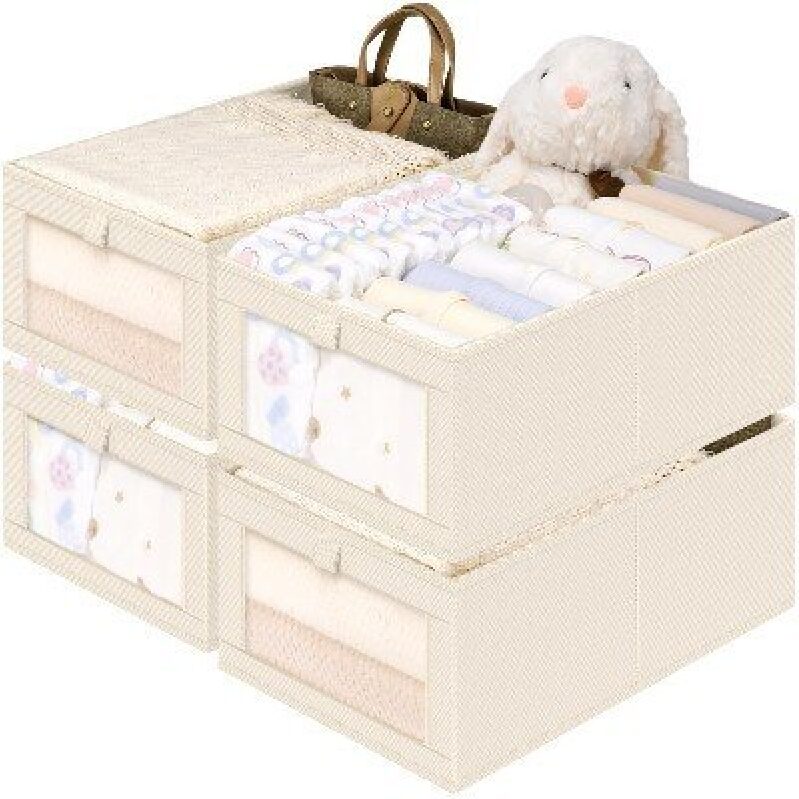 Criusia Fabric Wardrobe Organizers with Mesh Windows - 4-Piece Set