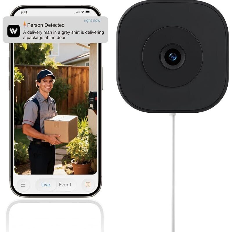 Smart Home Security Camera with AI Motion Detection - DETIKO 2K Magnetic Window Camera