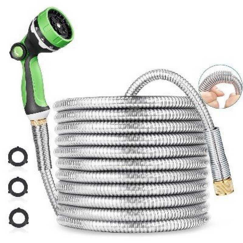Leak-Proof Stainless Steel Garden Hose - 50 ft