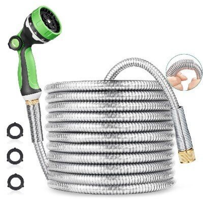 Leak-Proof Stainless Steel Garden Hose - 50 ft