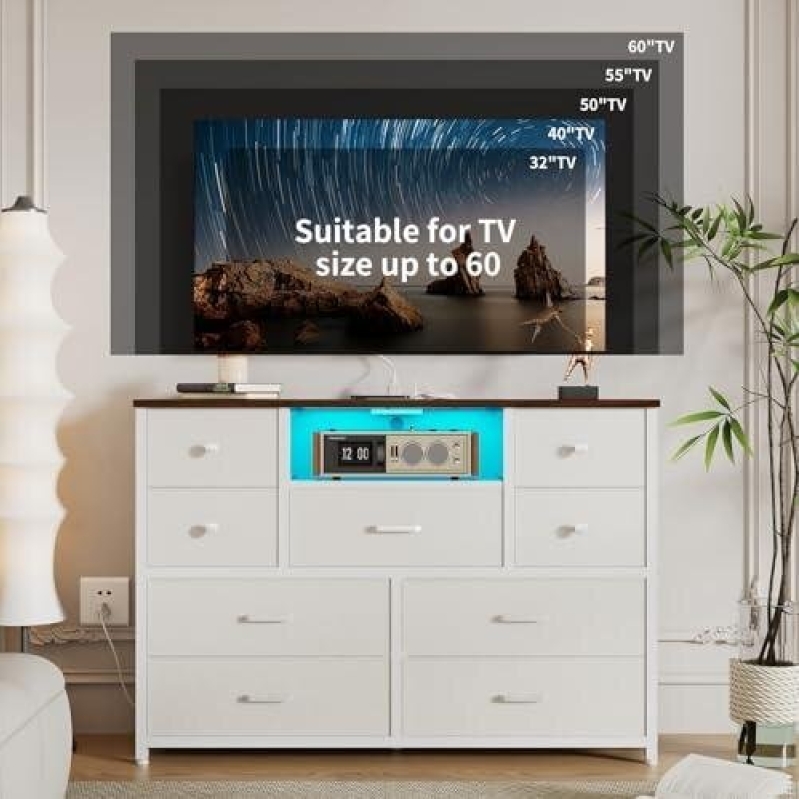 Nine-Drawer LED Nightstand with Outlets - 50% Discount