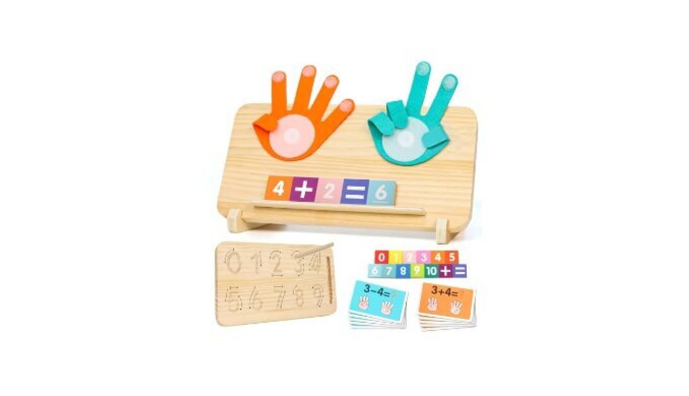 Montessori Math Learning Toys for Toddlers - Double-Sided Finger Counting & Number Tracing
