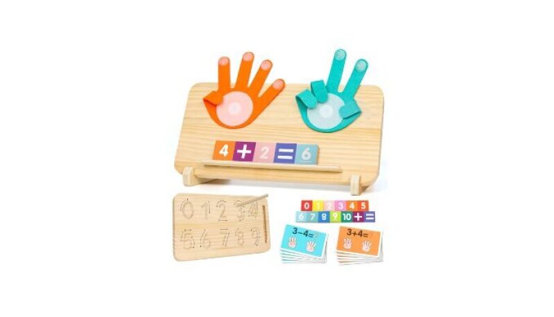Montessori Math Learning Toys for Toddlers - Double-Sided Finger Counting & Number Tracing