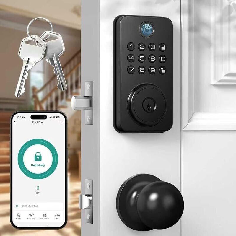 Smart NBBX Fingerprint Keypad Deadbolt Lock with Handle - Secure Your Home with Ease