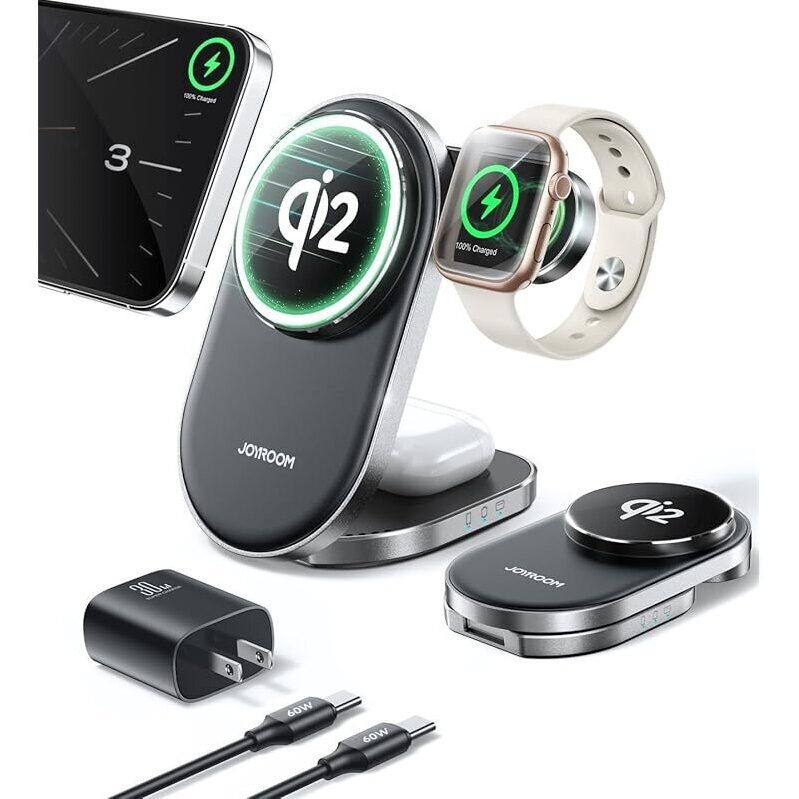 Joyroom Qi2 15W Fast 3-in-1 Wireless Charger with 30W Adapter
