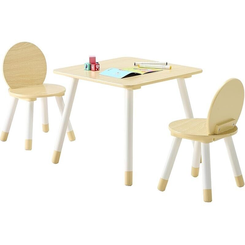 Sturdy Kids Table and 2 Chairs Set with Rounded Edge Design