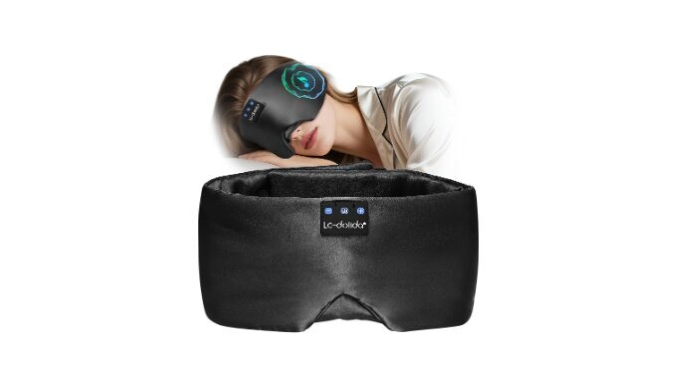LC-Dolida Luxurious Silk Soft Sleep Mask with Bluetooth Headphones - Ideal for Side Sleepers