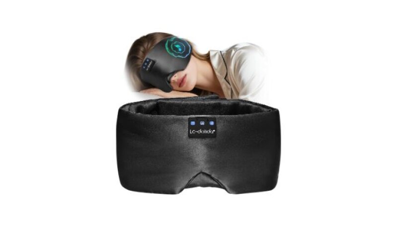 LC-Dolida Luxurious Silk Soft Sleep Mask with Bluetooth Headphones - Ideal for Side Sleepers