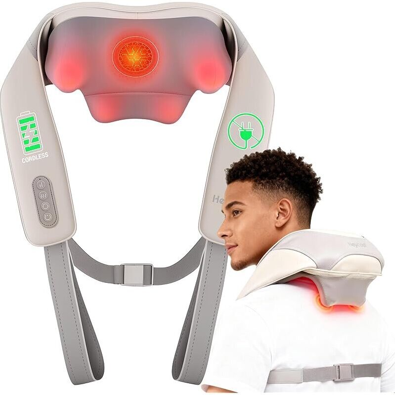 Heycool Cordless Neck and Shoulder Massager: Deep Kneading Relief for Chronic Pain