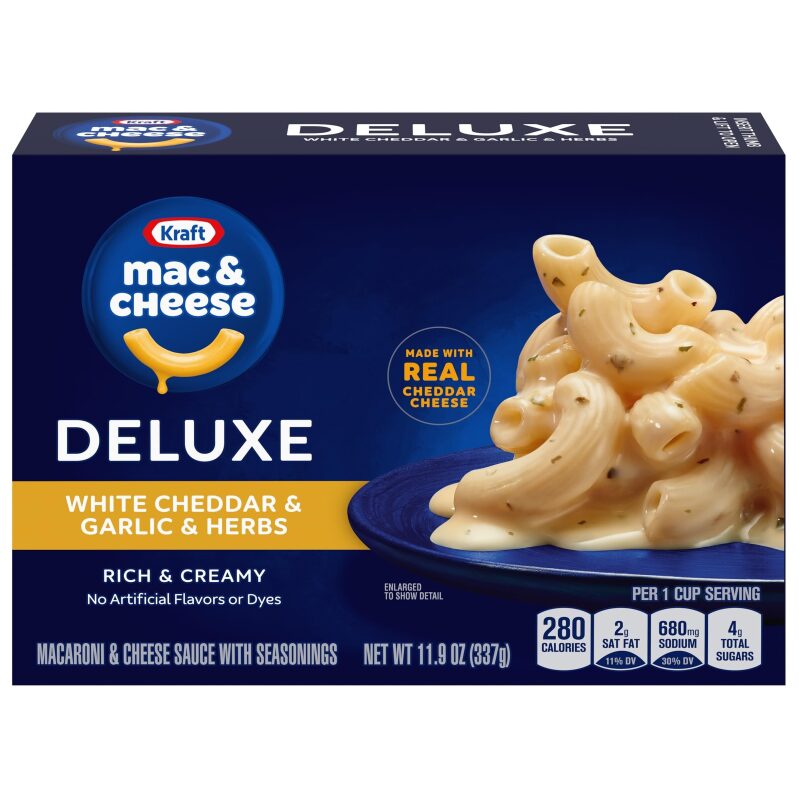 Kraft Deluxe White Cheddar & Garlic & Herbs Macaroni & Cheese Dinner - Rich & Creamy Comfort Food