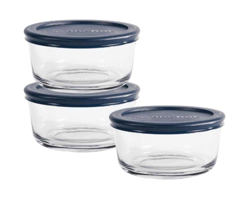 Anchor Hocking Glass Food Storage Containers w/Lids, Set of 3