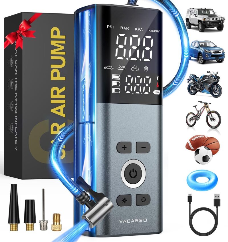 Vaccaso 150PSI Portable Air Compressor for Tire Inflator - Fast and Efficient Inflation