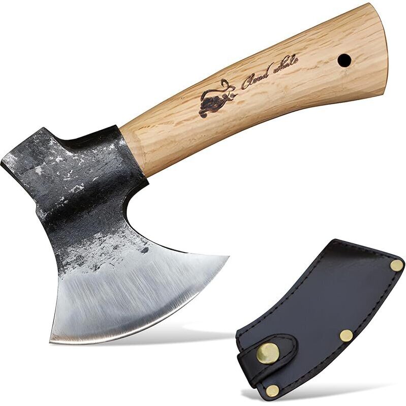 High Carbon Steel Camping Hatchet with Sheath - Durable, Sharp, and Rust-Free