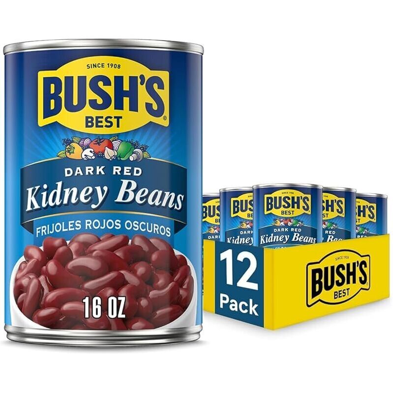 Stock Up with Bush's Best Canned Dark Red Kidney Beans - 12 Pack