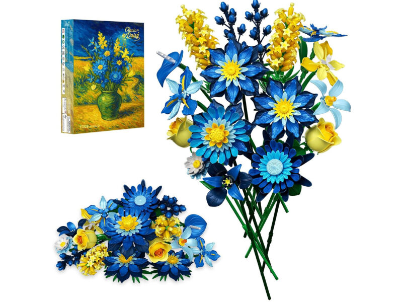 Vintage-Inspired Lego Flower Bouquet - Ice Blue Daisy