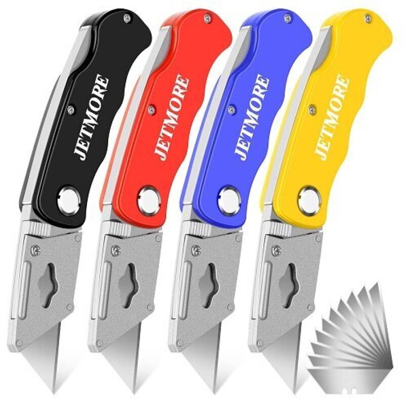 Jetmore 4-Piece Folding Utility Knife Set with 10 Replacement Blades - Great Deal!