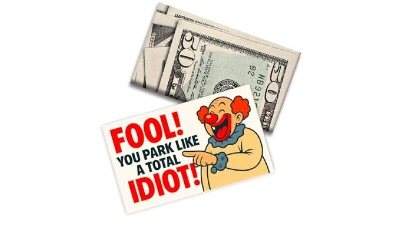 Bad Parking Prank Cards – “You Park Like an Idiot” – Realistic $50 Bill Gag Gift – 50 Pack