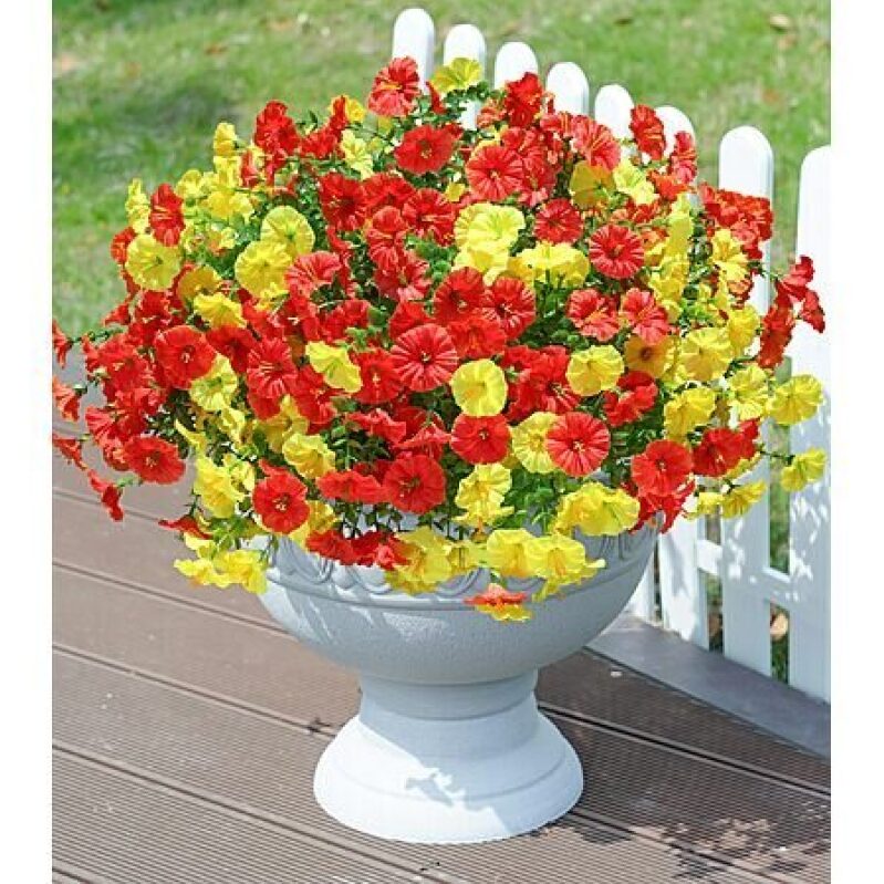 12-Bundles UV-Resistant Artificial Outdoor Flowers - Orange & Yellow