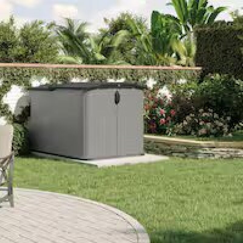 Suncast 5-ft x 7-ft Glide Top Gray Resin Storage Shed - Premium Outdoor Storage Solution