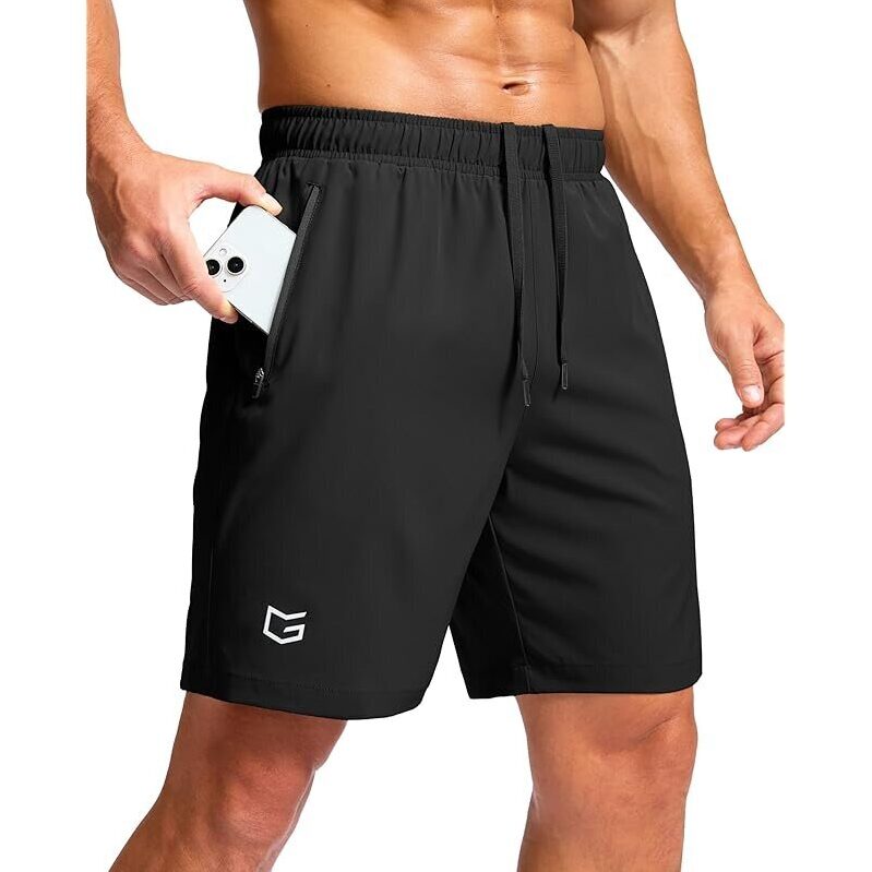 Men's Athletic Running Shorts with Zipper Pockets - Lightweight & Quick Dry