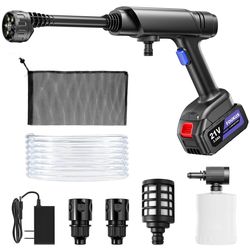 Powerful FOUKUS Cordless Pressure Washer - 1200PSI Portable Power Cleaner