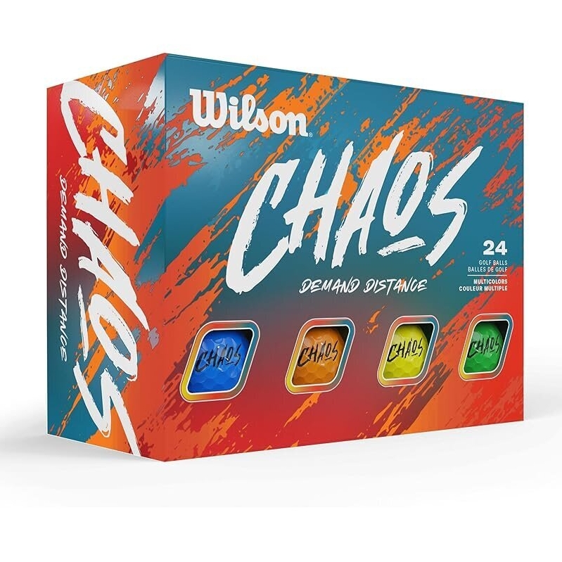 WILSON 2024 Chaos Golf Balls: 24 Multicolor Balls for Precision and Distance