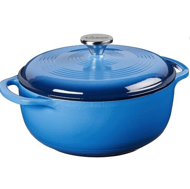 Lodge Enameled Cast Iron Dutch Oven, 4.5 Quarts, Blue & Red