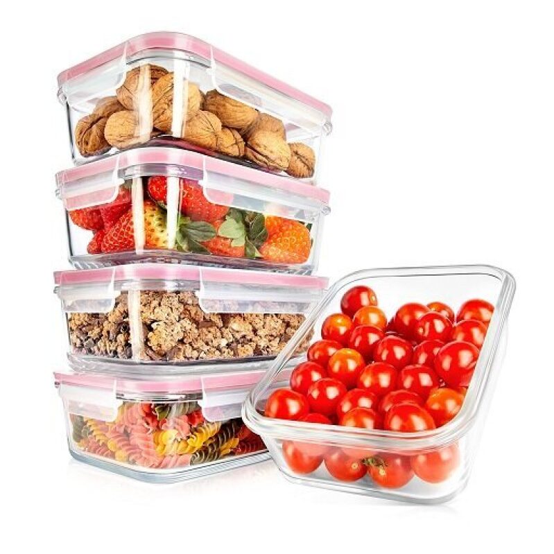 NutriChef Glass Food Storage Containers - 10-Piece Set, 30 oz