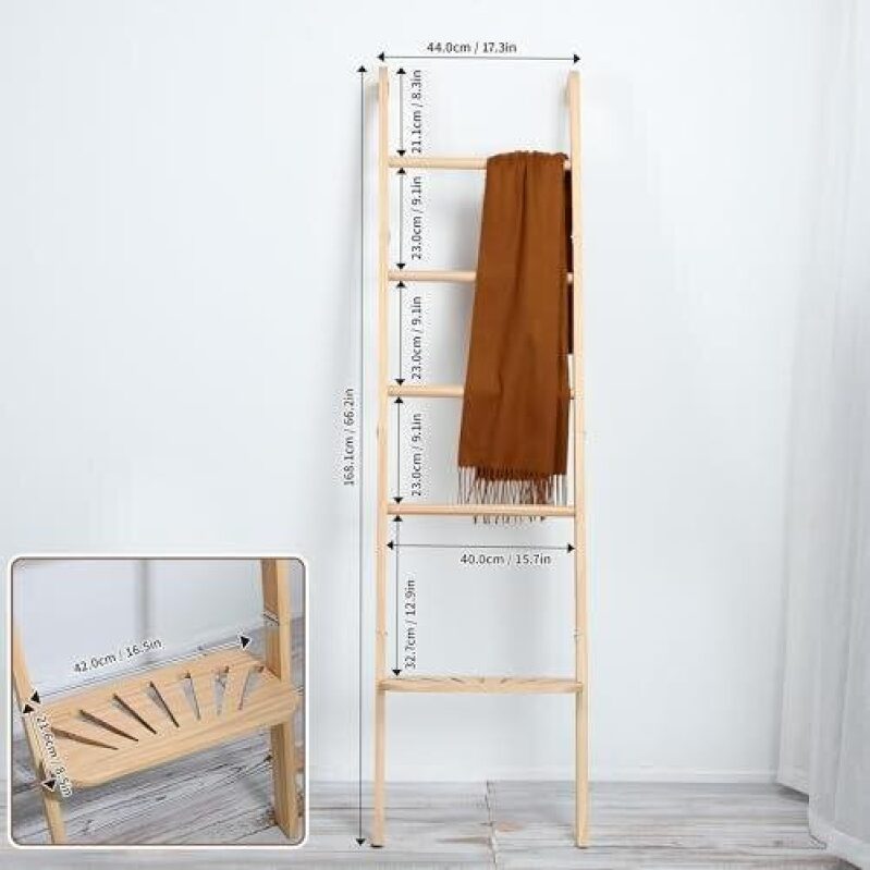 66-Inch Boho Style Wool Blanket Ladder - 40% Off