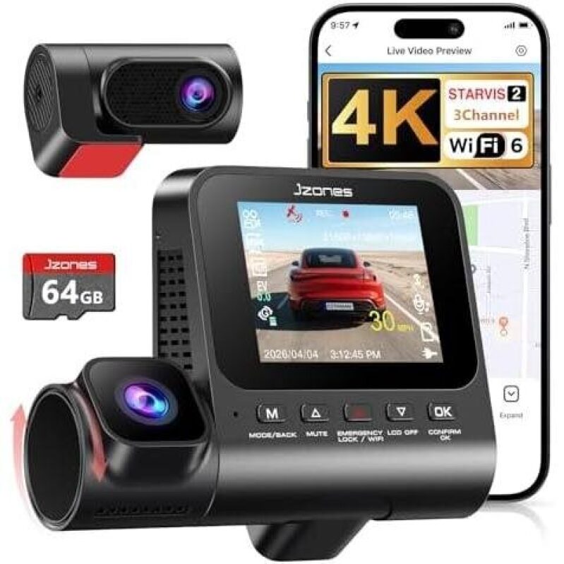 Jzones 4K Dash Cam with Night Vision - 70% Discount